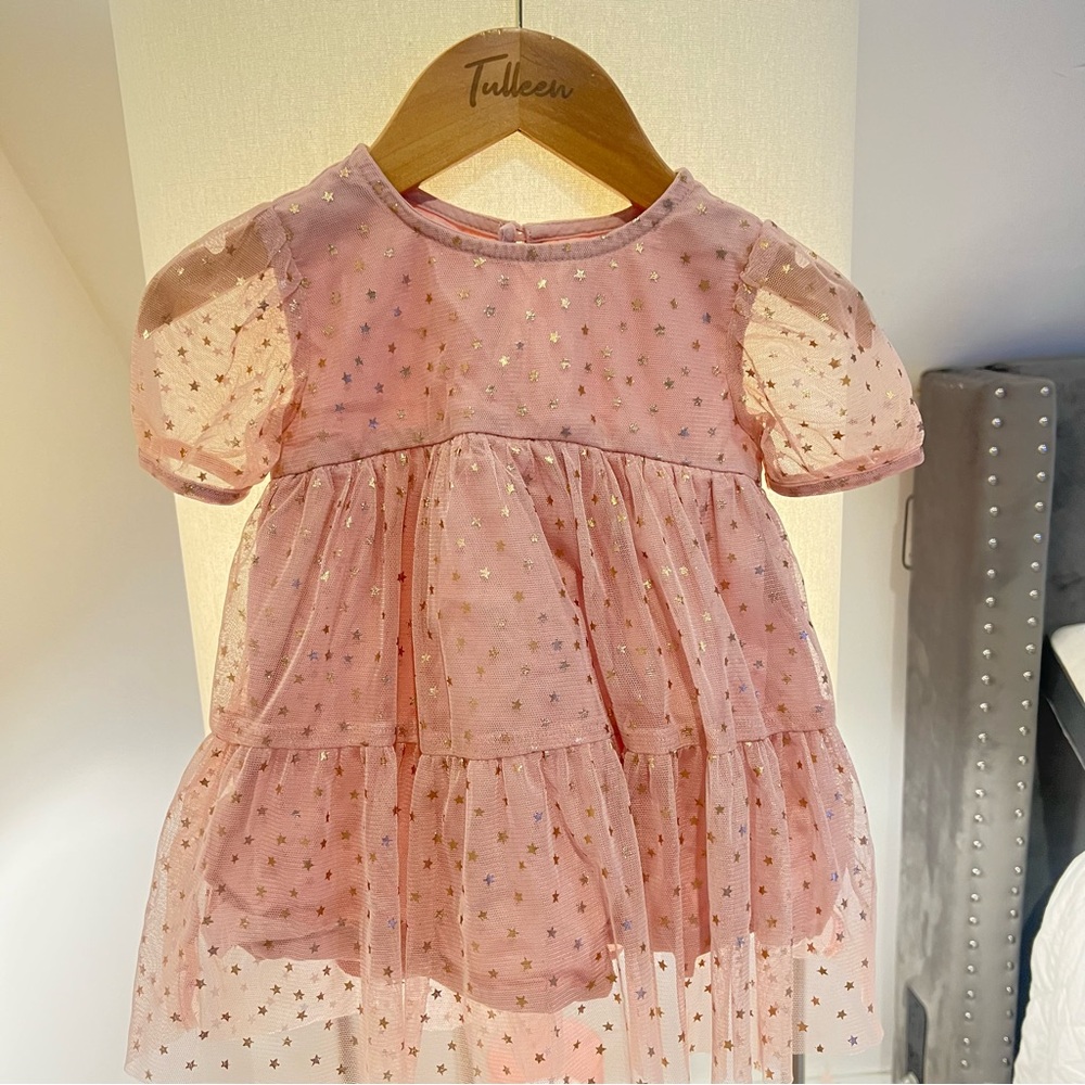 Baby GAP Pink Dress with Gold Stars